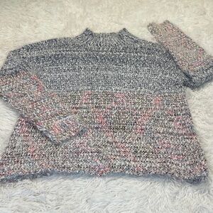 Maurices Gray and Pink Knit MOCK Turtleneck Sweater WOMENS SIZE M